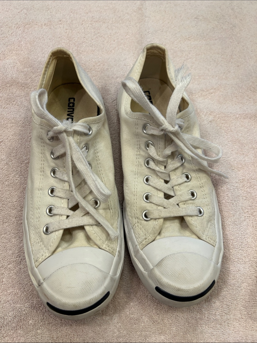 Converse Men’s Low-Top Canvas Sneakers in Cream/White